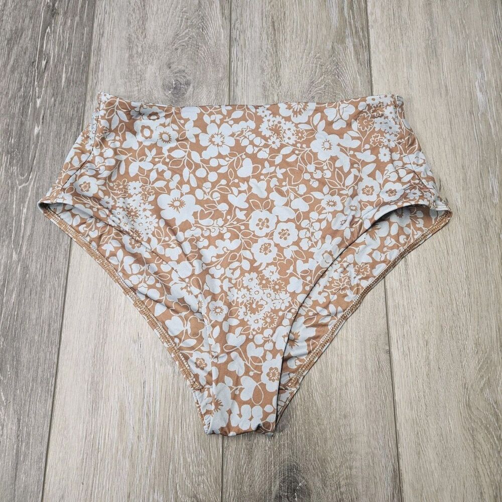 Everlane Blue Honey Floral High Waisted Bikini Bottoms Women's Small